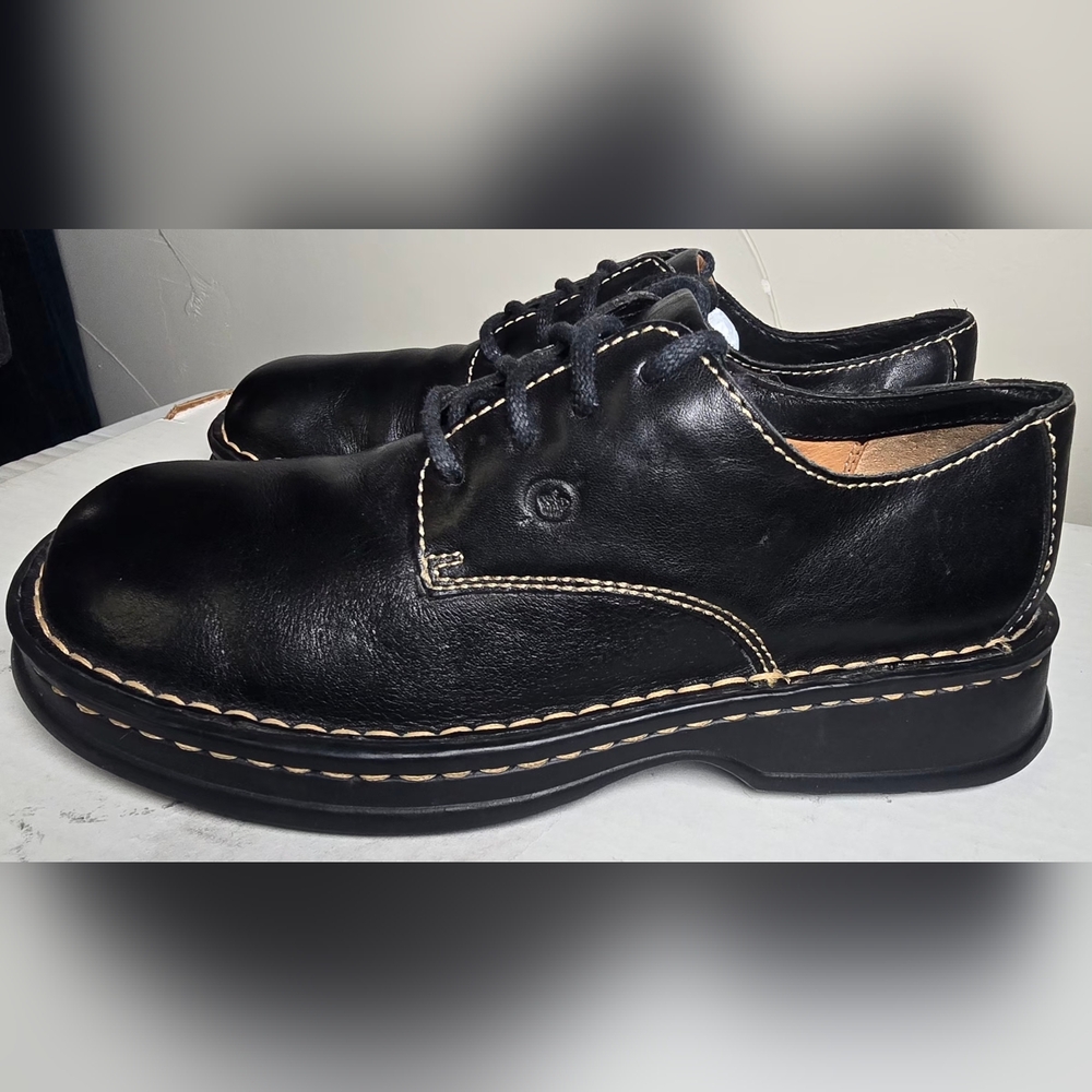 Born Black Leather Women's Oxfords 8